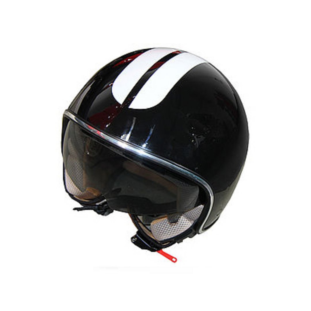 black e scooter helmet with stripes